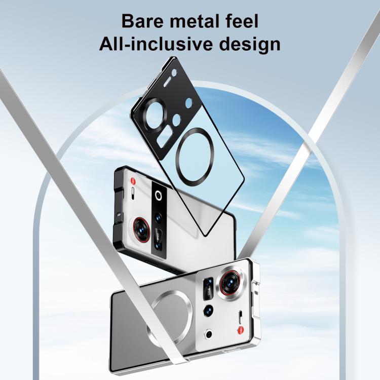 For ZTE nubia Z70 Ultra Irregular Alloy Frame Fosted Translucent MagSafe Phone Case