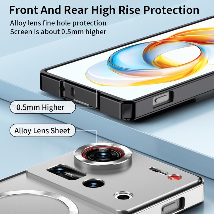 For ZTE nubia Z70 Ultra Irregular Alloy Frame Fosted Translucent MagSafe Phone Case