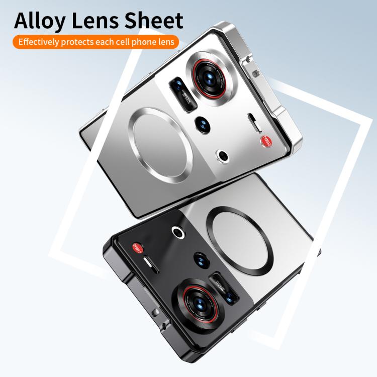 For ZTE nubia Z70 Ultra Irregular Alloy Frame Fosted Translucent MagSafe Phone Case
