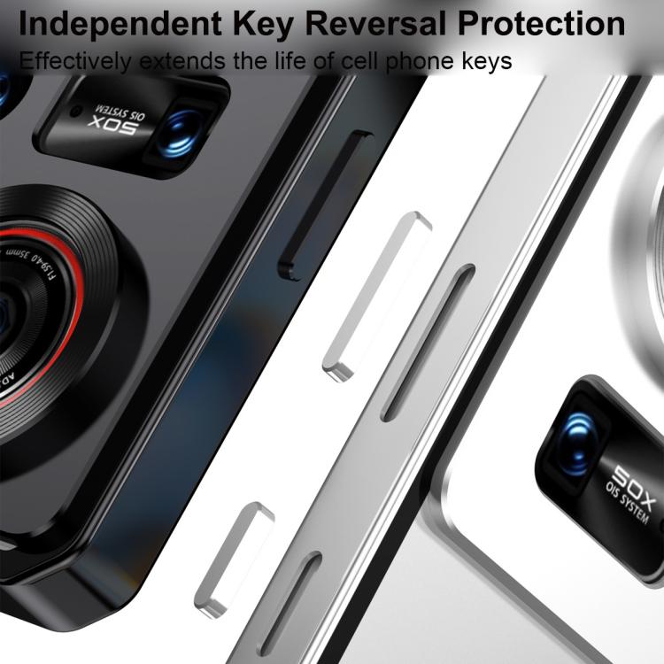 For ZTE nubia Z70 Ultra Irregular Alloy Frame Fosted Translucent MagSafe Phone Case