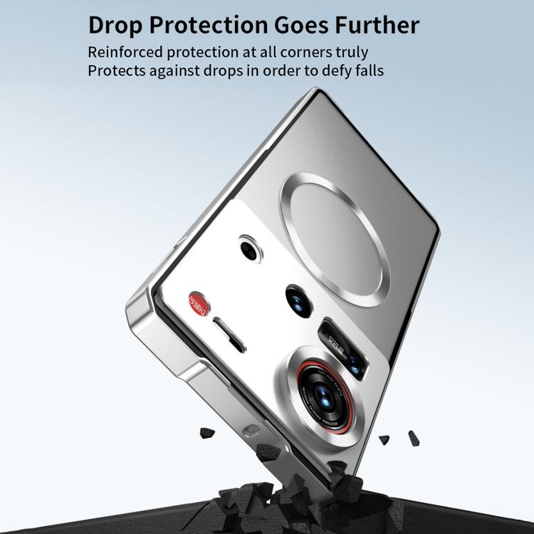 For ZTE nubia Z70 Ultra Irregular Alloy Frame Fosted Translucent MagSafe Phone Case