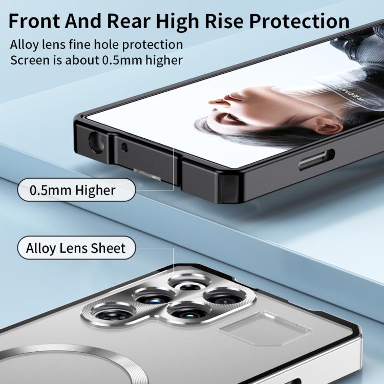For ZTE nubia RedMagic 11 Pro / 11 Pro+ Irregular Alloy Frame Fosted Translucent MagSafe Phone Case