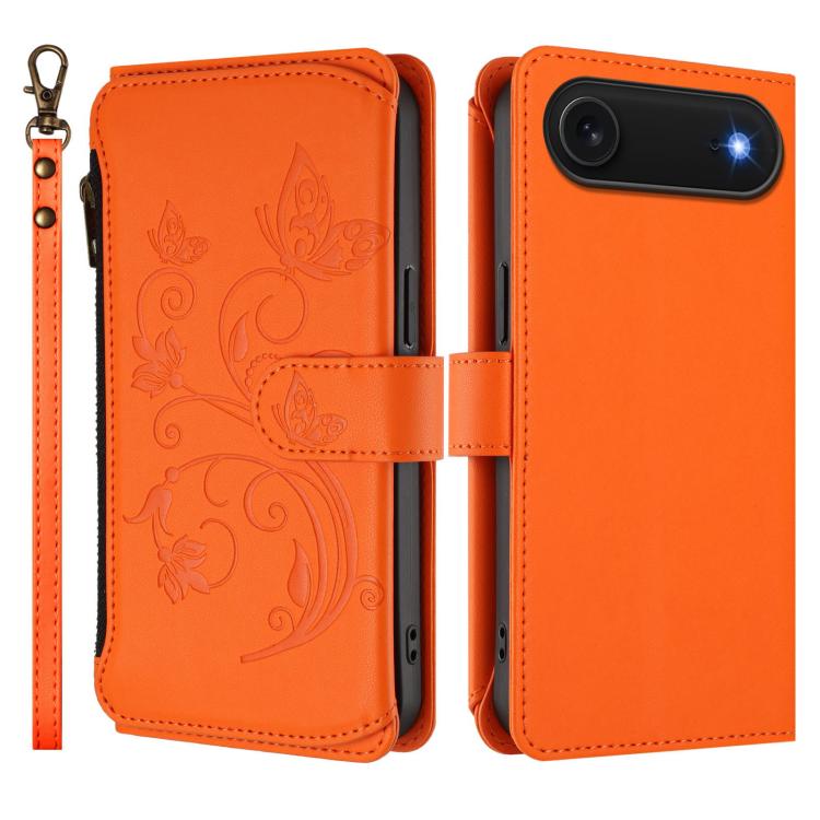 For iPhone Air Butterfly Love Flower Multi-card Zipper Wallet Leather Phone Case