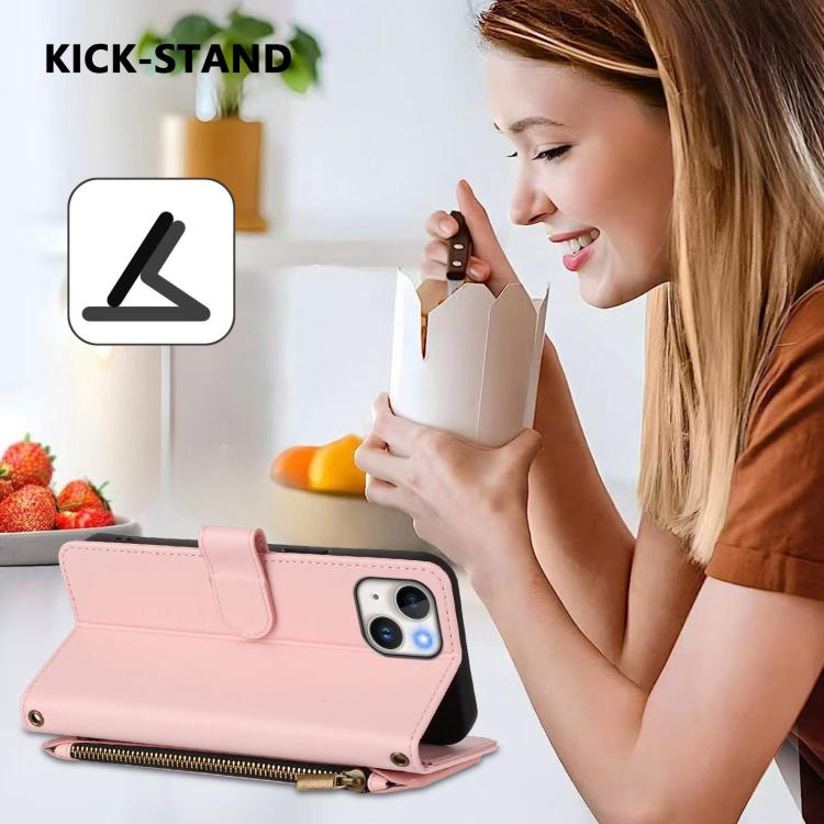 For iPhone 14 Plus Butterfly Love Flower Multi-card Zipper Wallet Leather Phone Case