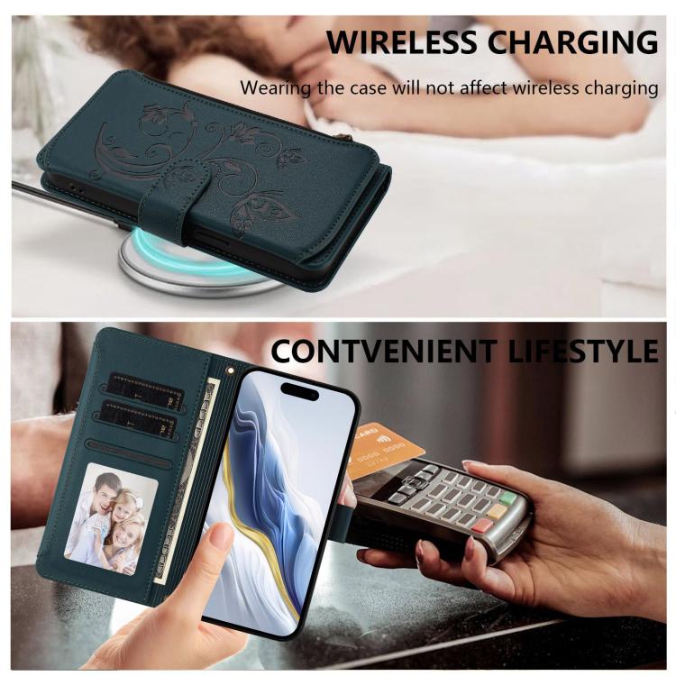 For iPhone 12 mini Butterfly Love Flower Multi-card Zipper Wallet Leather Phone Case