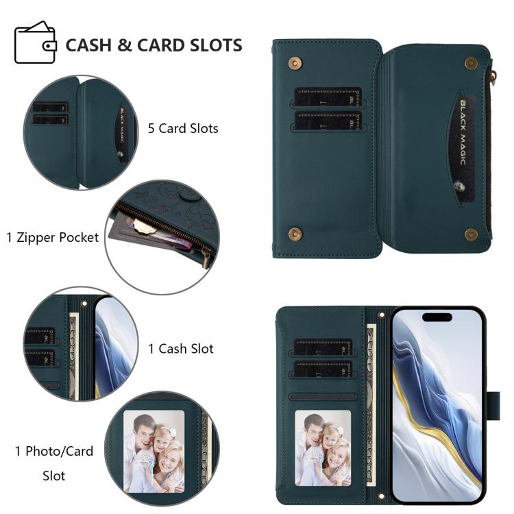 For iPhone 11 Pro Max Butterfly Love Flower Multi-card Zipper Wallet Leather Phone Case