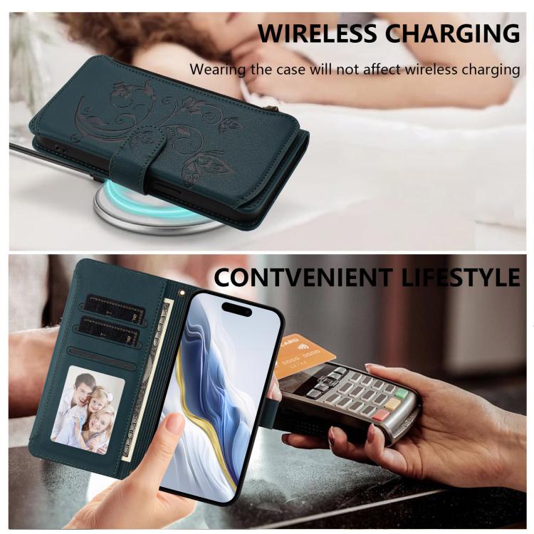 For iPhone 11 Pro Max Butterfly Love Flower Multi-card Zipper Wallet Leather Phone Case