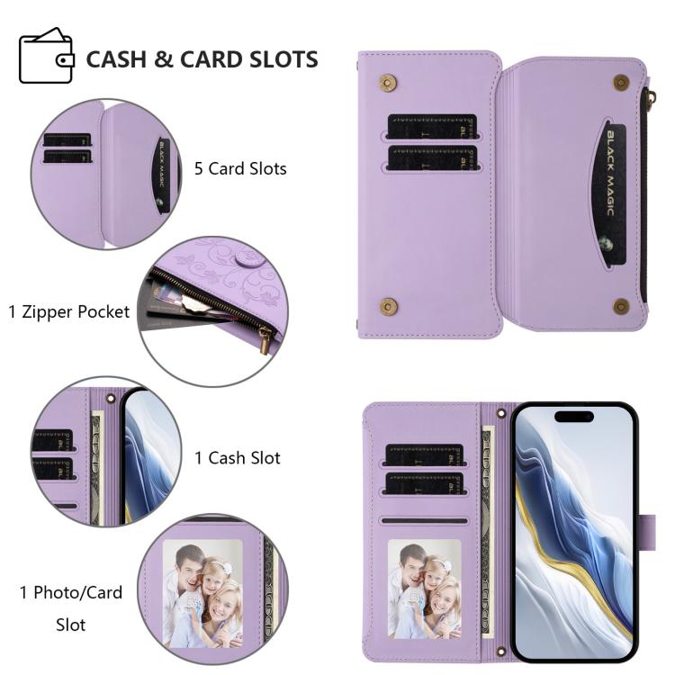 For iPhone 11 Pro Max Butterfly Love Flower Multi-card Zipper Wallet Leather Phone Case