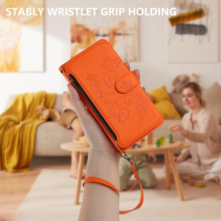 For iPhone 11 Butterfly Love Flower Multi-card Zipper Wallet Leather Phone Case
