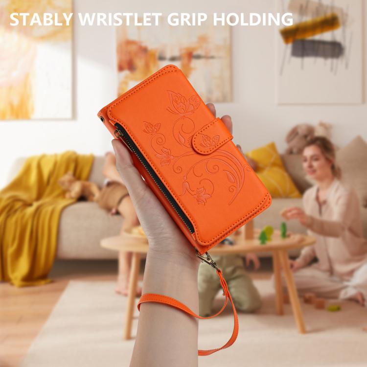 For iPhone 11 Pro Butterfly Love Flower Multi-card Zipper Wallet Leather Phone Case