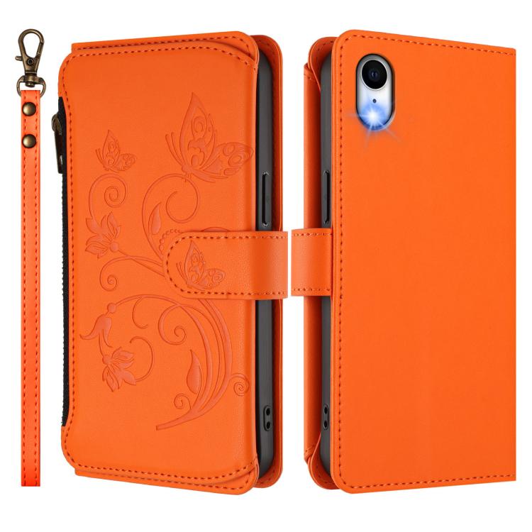 For iPhone XR Butterfly Love Flower Multi-card Zipper Wallet Leather Phone Case