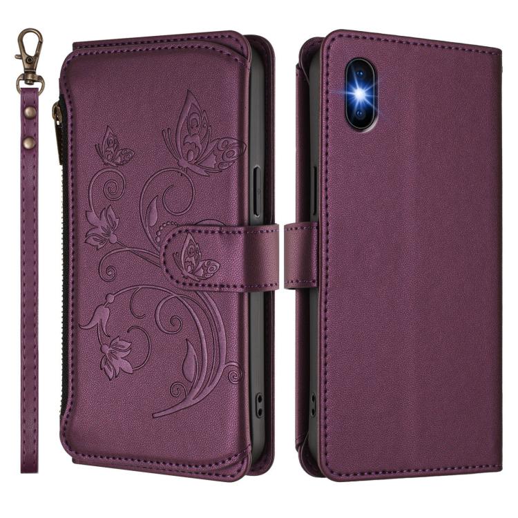 For iPhone XS Max Butterfly Love Flower Multi-card Zipper Wallet Leather Phone Case