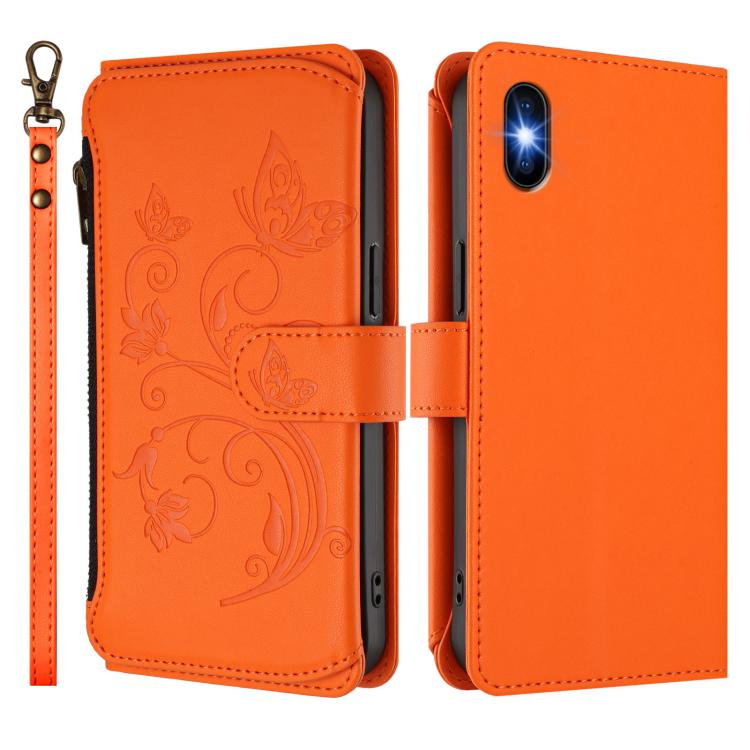 For iPhone XS Max Butterfly Love Flower Multi-card Zipper Wallet Leather Phone Case