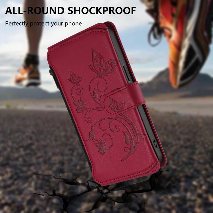 For iPhone 7 Plus / 8 Plus Butterfly Love Flower Multi-card Zipper Wallet Leather Phone Case