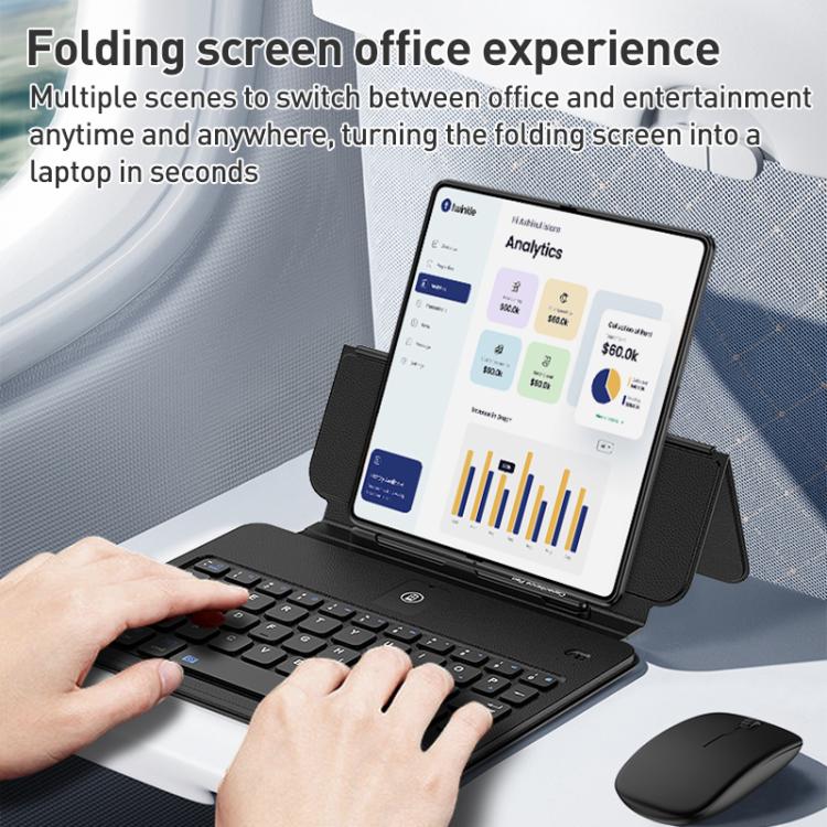 For Samsung / Huawei Fold Phone Series GKK Integrated Full Coverage Bluetooth Keyboard Leather Case Set with Pen and Mouse
