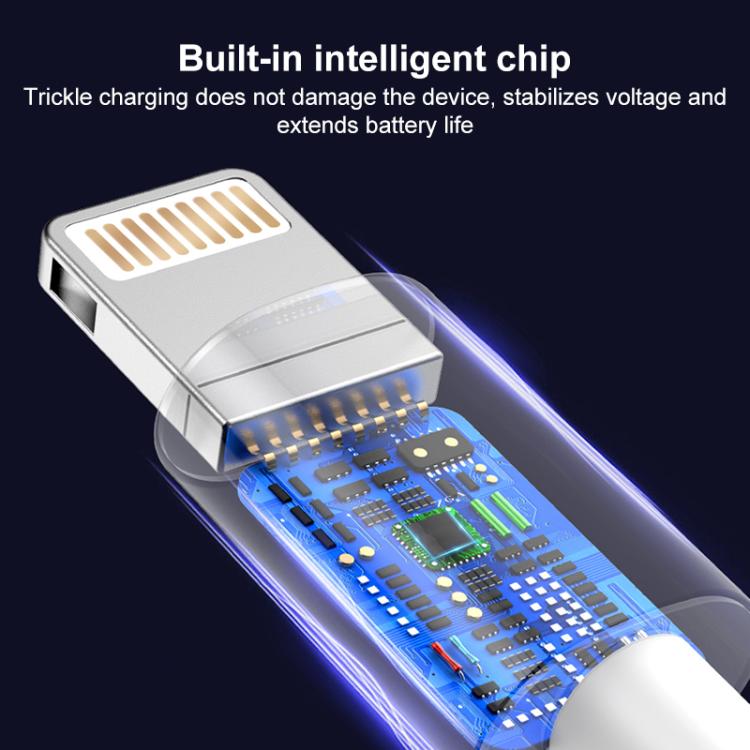 ZGA CB02 2.4A USB to 8 Pin Charging Data Cable, Length:1m - White
