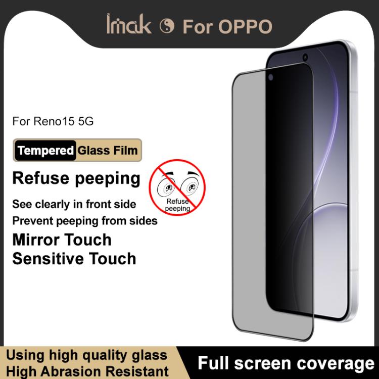 For OPPO Reno15 5G Global imak HD Full Screen Privacy Tempered Glass Protective Film
