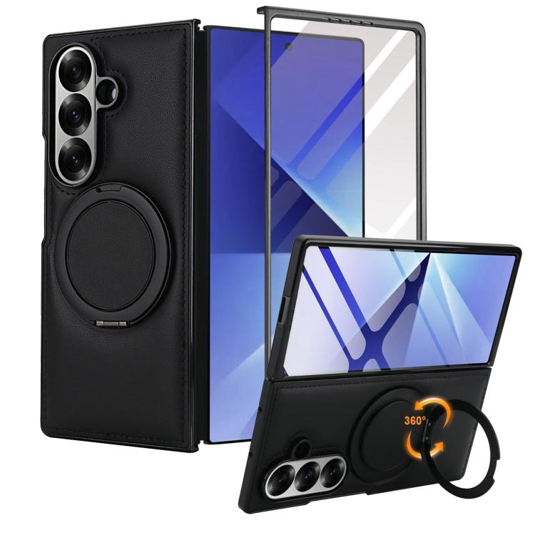 For Samsung Galaxy Z Fold7 5G Folding Rotation Holder MagSafe Film Integrated Leather Phone Case