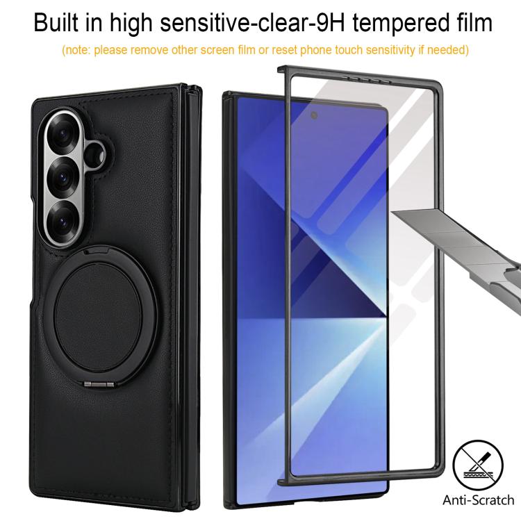 For Samsung Galaxy Z Fold7 5G Folding Rotation Holder MagSafe Film Integrated Leather Phone Case