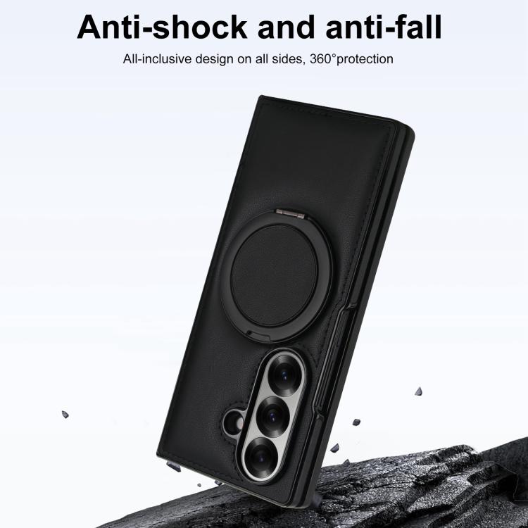 For Samsung Galaxy Z Fold7 5G Folding Rotation Holder MagSafe Film Integrated Leather Phone Case