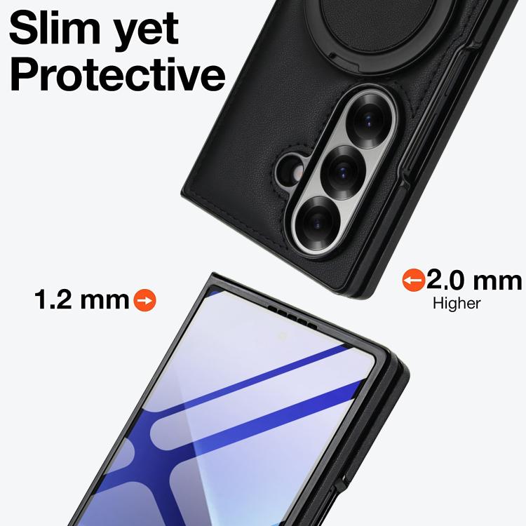 For Samsung Galaxy Z Fold7 5G Folding Rotation Holder MagSafe Film Integrated Leather Phone Case