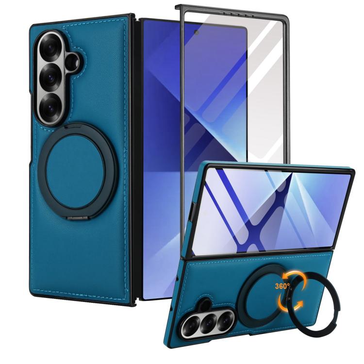For Samsung Galaxy Z Fold7 5G Folding Rotation Holder MagSafe Film Integrated Leather Phone Case