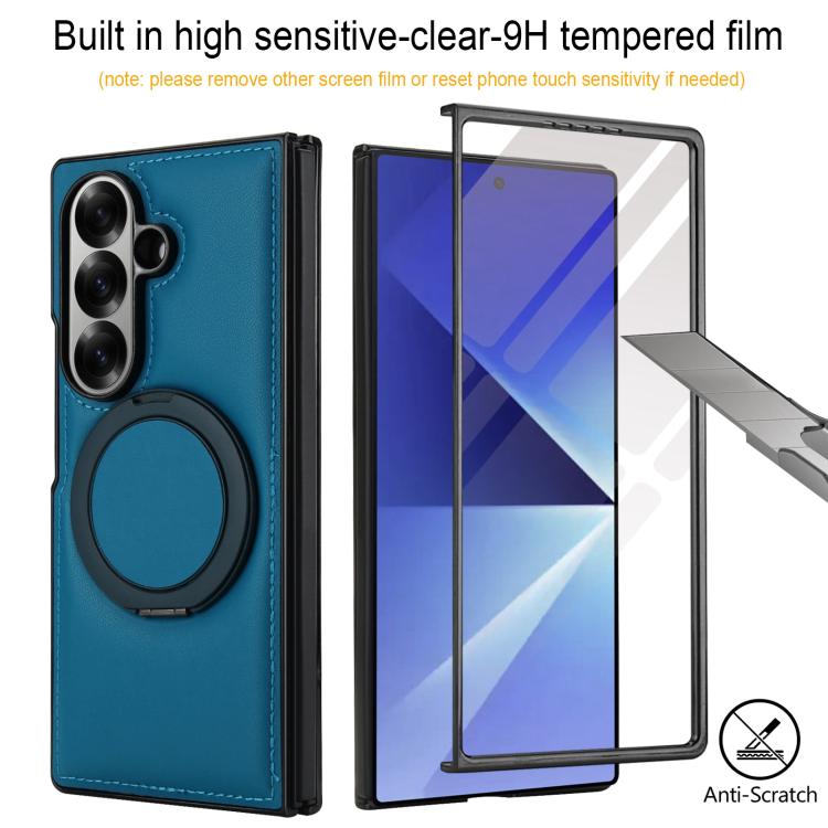 For Samsung Galaxy Z Fold7 5G Folding Rotation Holder MagSafe Film Integrated Leather Phone Case