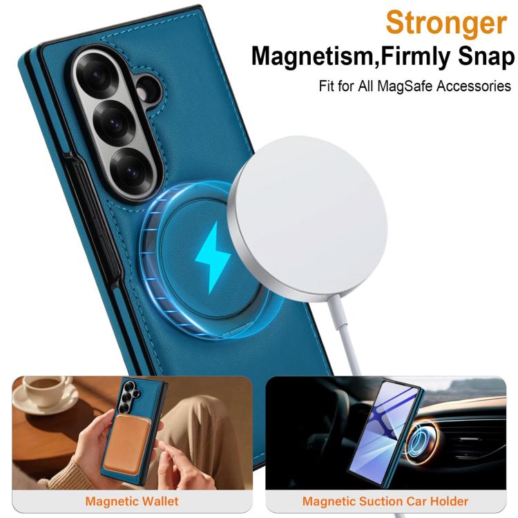 For Samsung Galaxy Z Fold7 5G Folding Rotation Holder MagSafe Film Integrated Leather Phone Case
