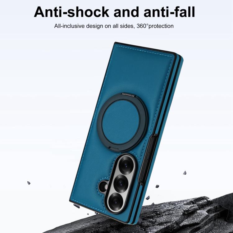 For Samsung Galaxy Z Fold7 5G Folding Rotation Holder MagSafe Film Integrated Leather Phone Case