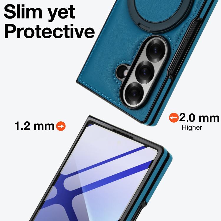 For Samsung Galaxy Z Fold7 5G Folding Rotation Holder MagSafe Film Integrated Leather Phone Case