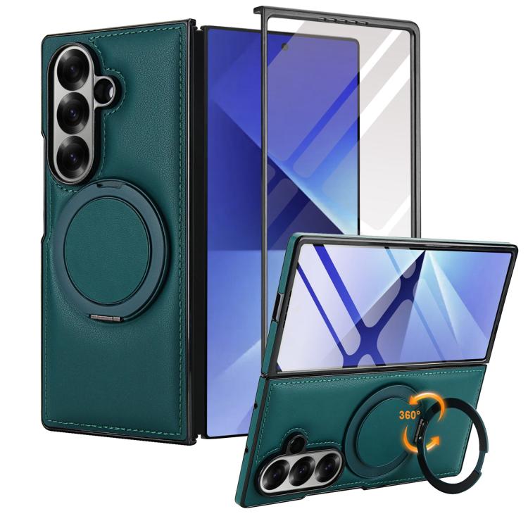 For Samsung Galaxy Z Fold7 5G Folding Rotation Holder MagSafe Film Integrated Leather Phone Case