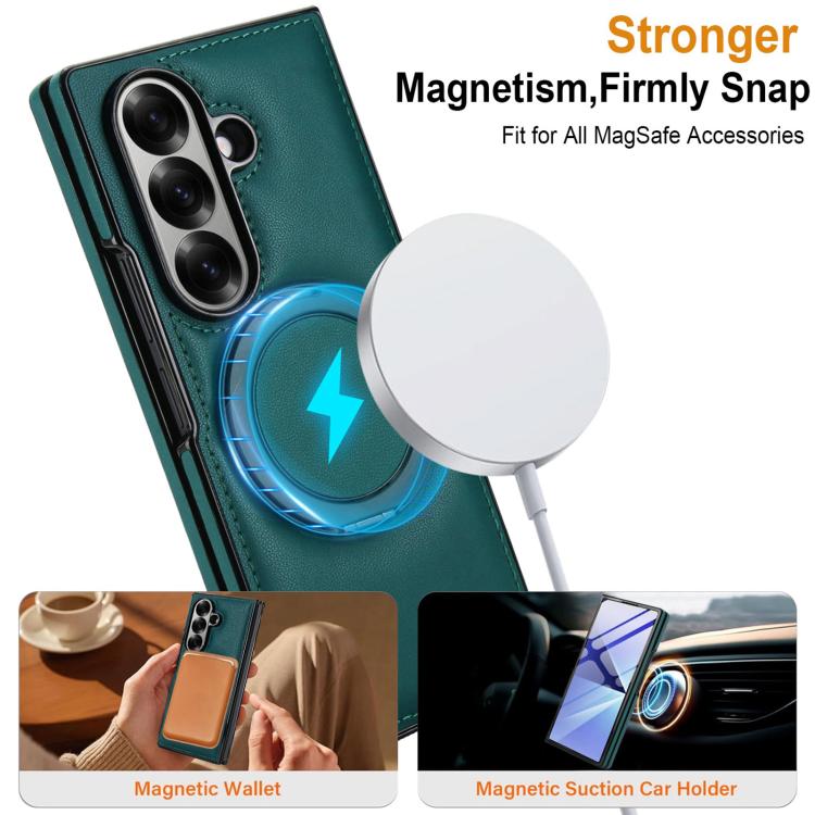 For Samsung Galaxy Z Fold7 5G Folding Rotation Holder MagSafe Film Integrated Leather Phone Case