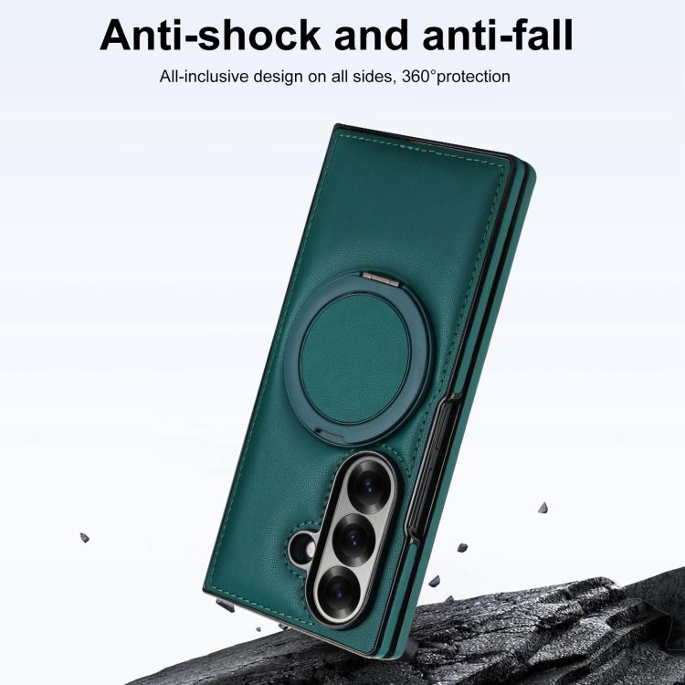 For Samsung Galaxy Z Fold7 5G Folding Rotation Holder MagSafe Film Integrated Leather Phone Case