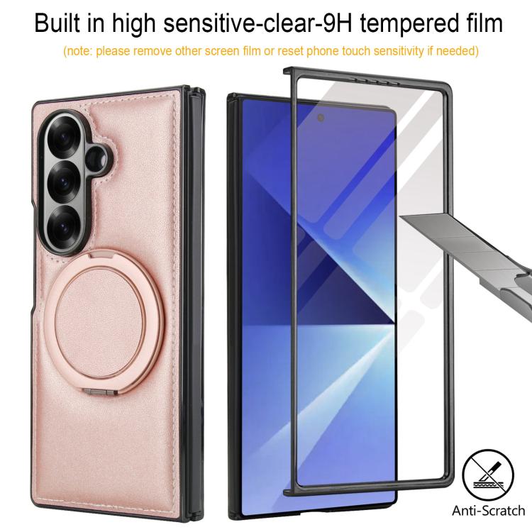 For Samsung Galaxy Z Fold7 5G Folding Rotation Holder MagSafe Film Integrated Leather Phone Case