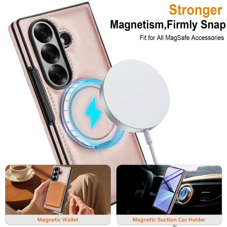 For Samsung Galaxy Z Fold7 5G Folding Rotation Holder MagSafe Film Integrated Leather Phone Case