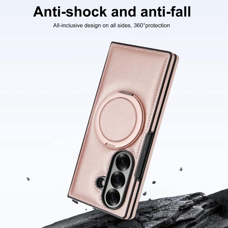 For Samsung Galaxy Z Fold7 5G Folding Rotation Holder MagSafe Film Integrated Leather Phone Case