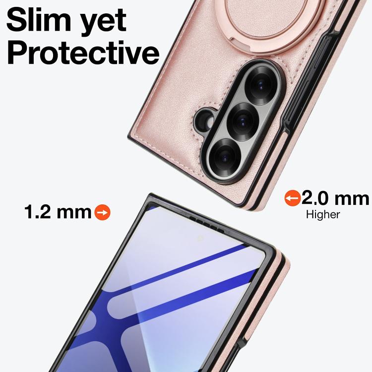 For Samsung Galaxy Z Fold7 5G Folding Rotation Holder MagSafe Film Integrated Leather Phone Case