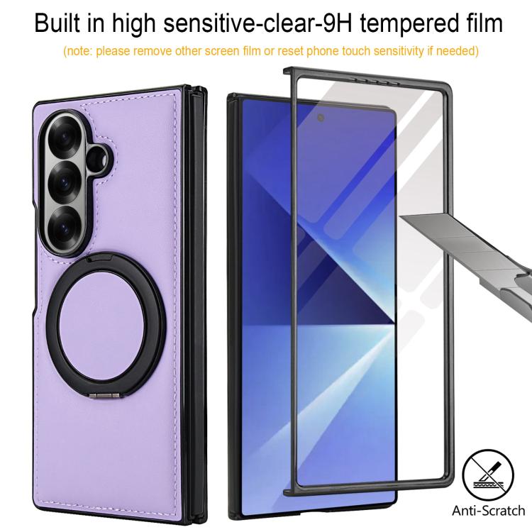 For Samsung Galaxy Z Fold7 5G Folding Rotation Holder MagSafe Film Integrated Leather Phone Case