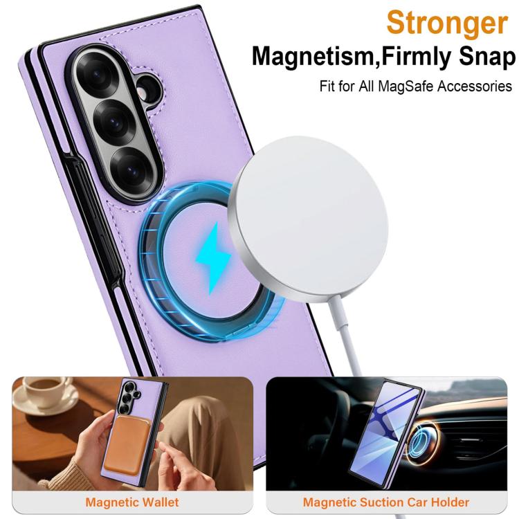 For Samsung Galaxy Z Fold7 5G Folding Rotation Holder MagSafe Film Integrated Leather Phone Case