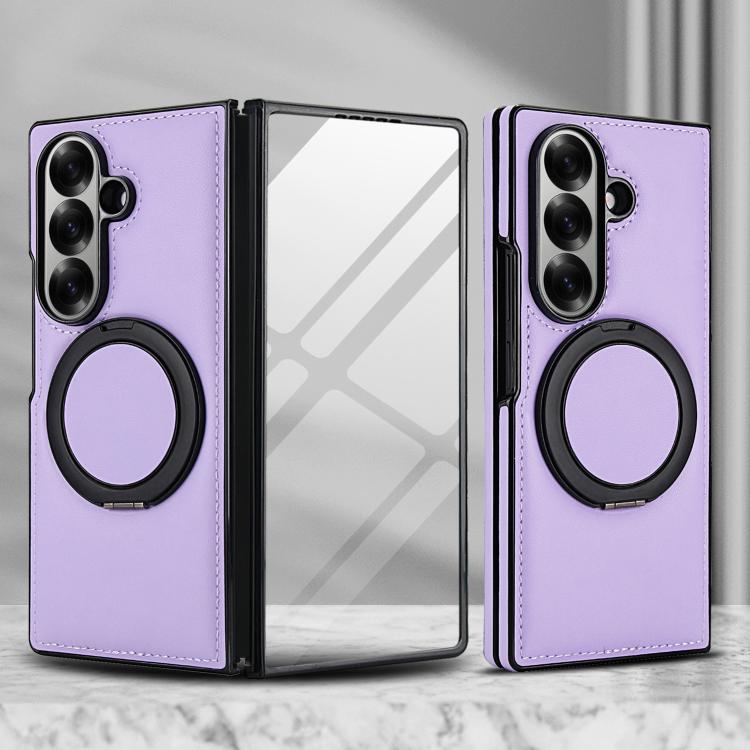 For Samsung Galaxy Z Fold7 5G Folding Rotation Holder MagSafe Film Integrated Leather Phone Case