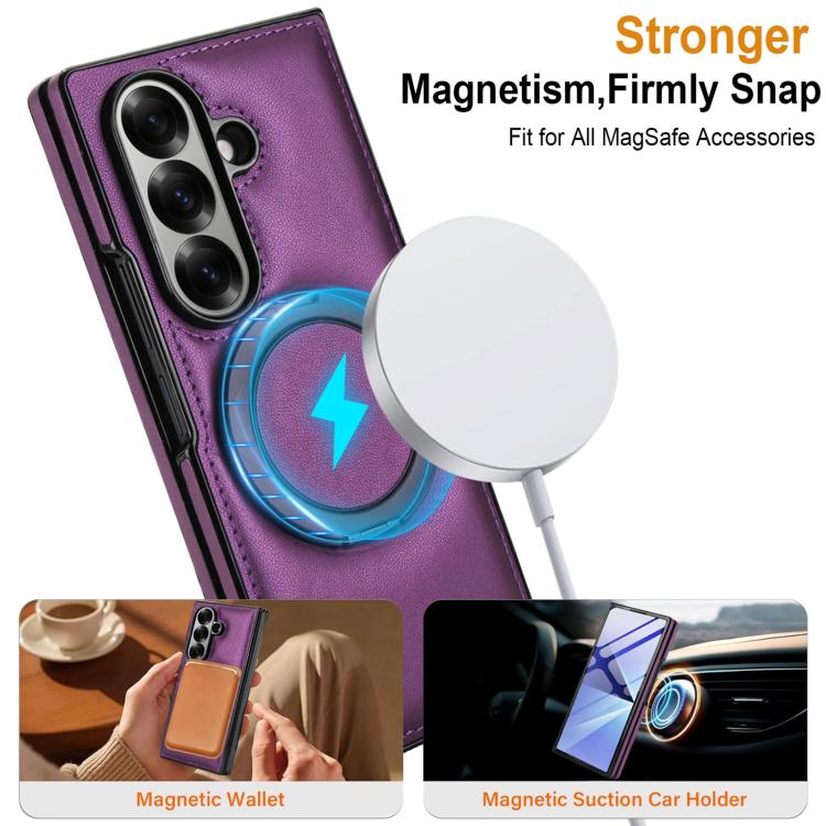 For Samsung Galaxy Z Fold7 5G Folding Rotation Holder MagSafe Film Integrated Leather Phone Case