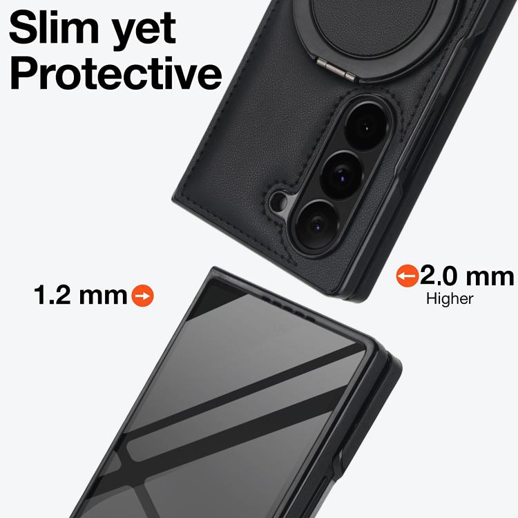 For Samsung Galaxy Z Fold5 Folding Rotation Holder MagSafe Film Integrated Leather Phone Case