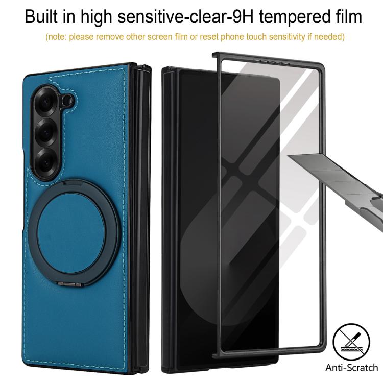 For Samsung Galaxy Z Fold5 Folding Rotation Holder MagSafe Film Integrated Leather Phone Case