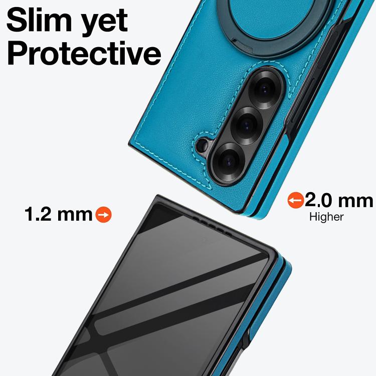 For Samsung Galaxy Z Fold5 Folding Rotation Holder MagSafe Film Integrated Leather Phone Case