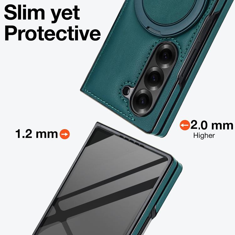 For Samsung Galaxy Z Fold5 Folding Rotation Holder MagSafe Film Integrated Leather Phone Case