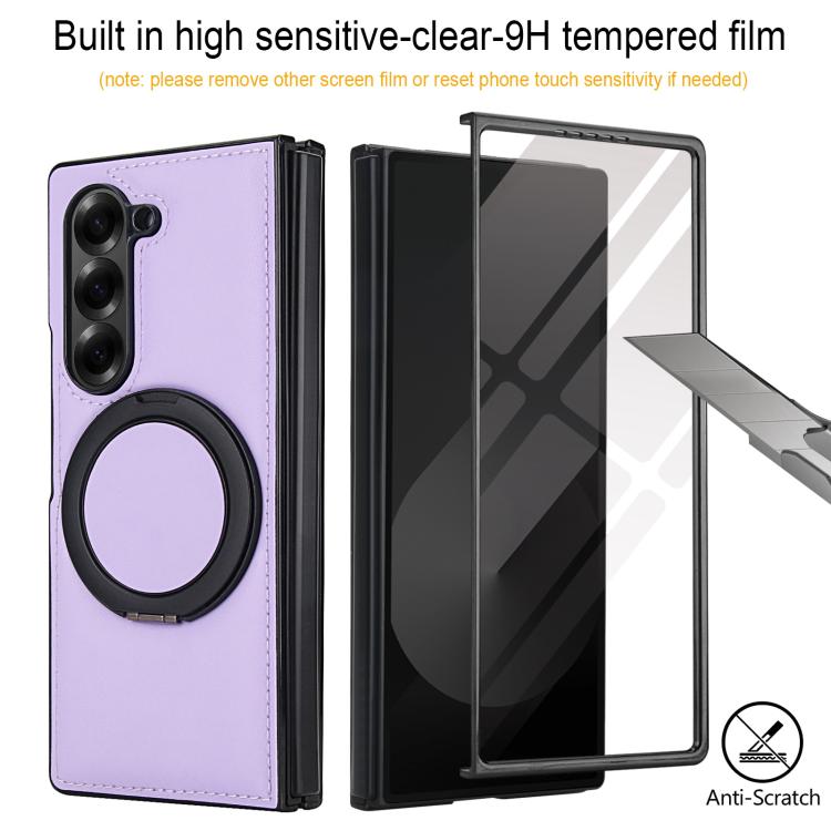 For Samsung Galaxy Z Fold5 Folding Rotation Holder MagSafe Film Integrated Leather Phone Case