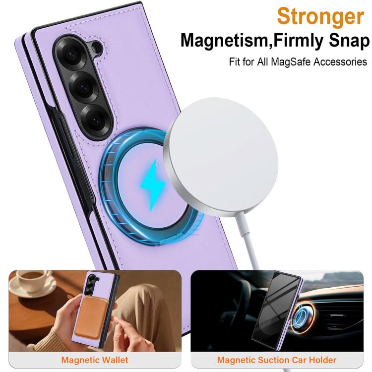 For Samsung Galaxy Z Fold5 Folding Rotation Holder MagSafe Film Integrated Leather Phone Case
