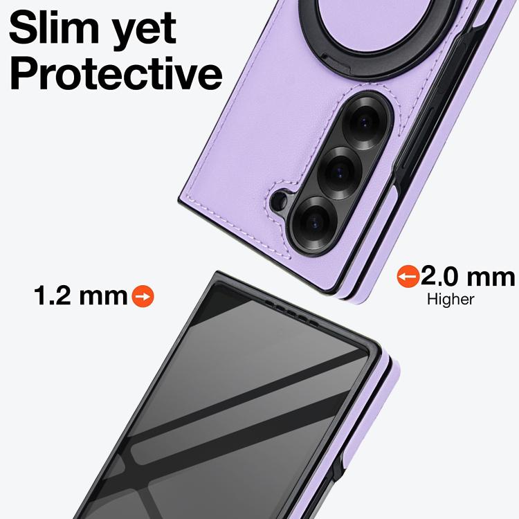 For Samsung Galaxy Z Fold5 Folding Rotation Holder MagSafe Film Integrated Leather Phone Case