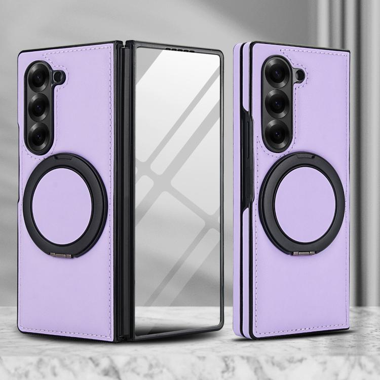 For Samsung Galaxy Z Fold5 Folding Rotation Holder MagSafe Film Integrated Leather Phone Case