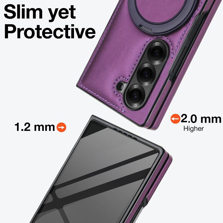 For Samsung Galaxy Z Fold5 Folding Rotation Holder MagSafe Film Integrated Leather Phone Case